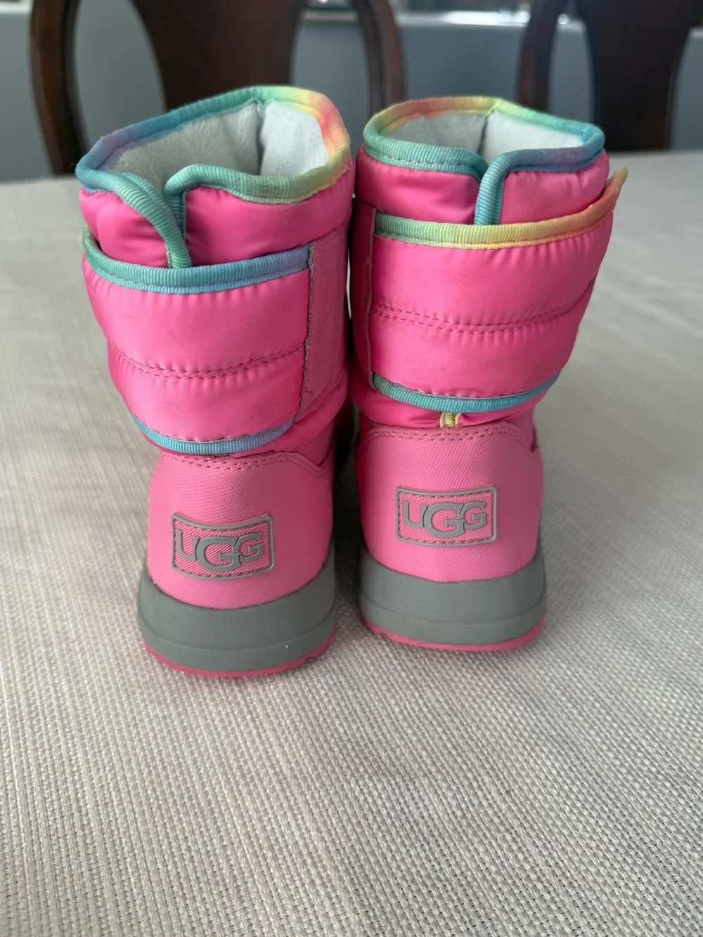 UGG Kids Toty weather boots Bright Pink Winter Boots with Rainbow Trim